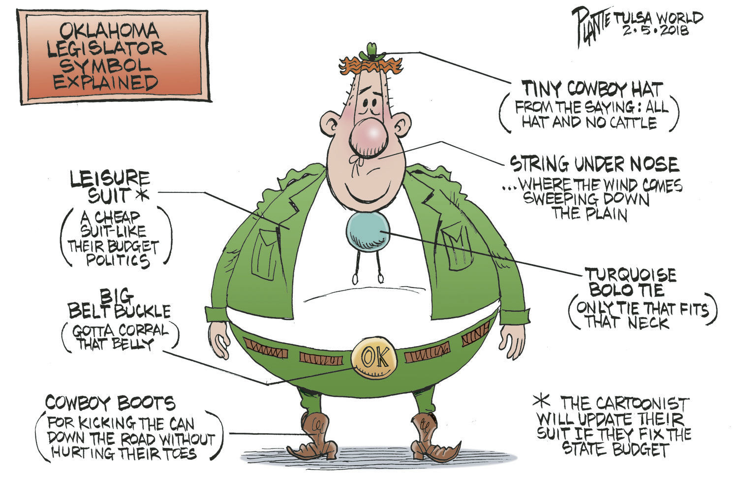 Bruce Plante Cartoon: Oklahoma Legislator Symbol